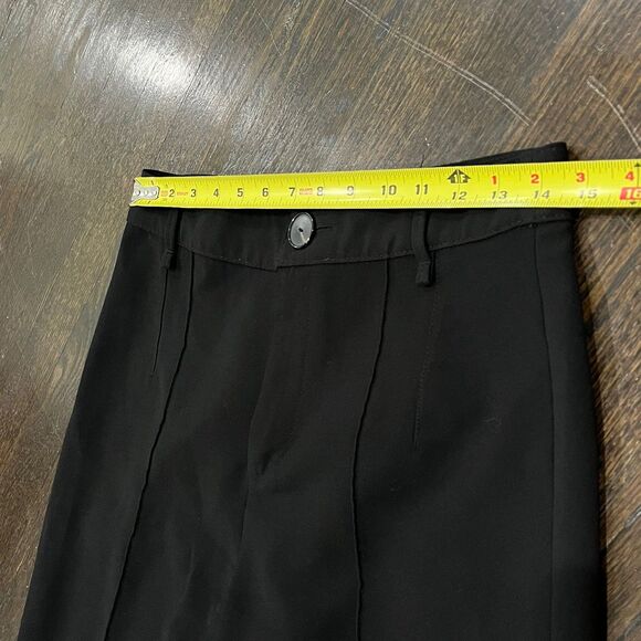 MNG Mango Wide Leg Dress Pants Women’s 6 Black Center Seam Slit Office - Picture 6 of 7